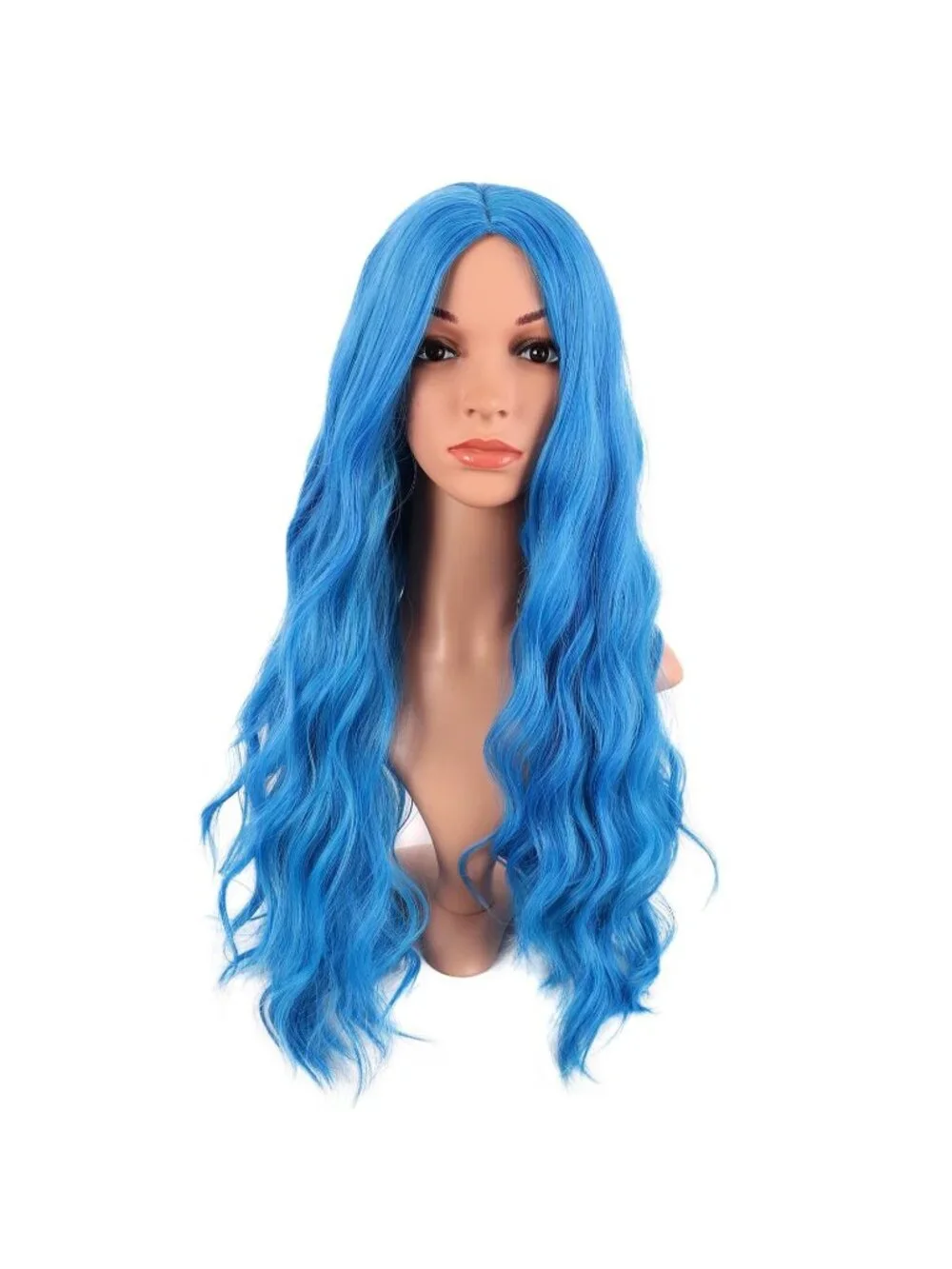 Women's Mixed Light Blue 28 Inch Synthetic Long Middle Part Curly Cosplay Wigs